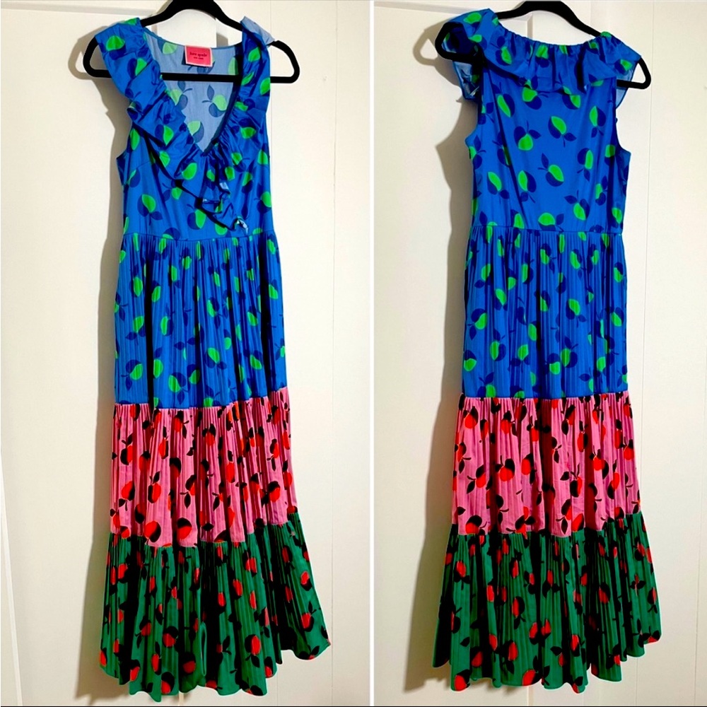 Kate Spade Colorblock Apple Ruffle Tiered Dress, worn only once!Excellent cond.